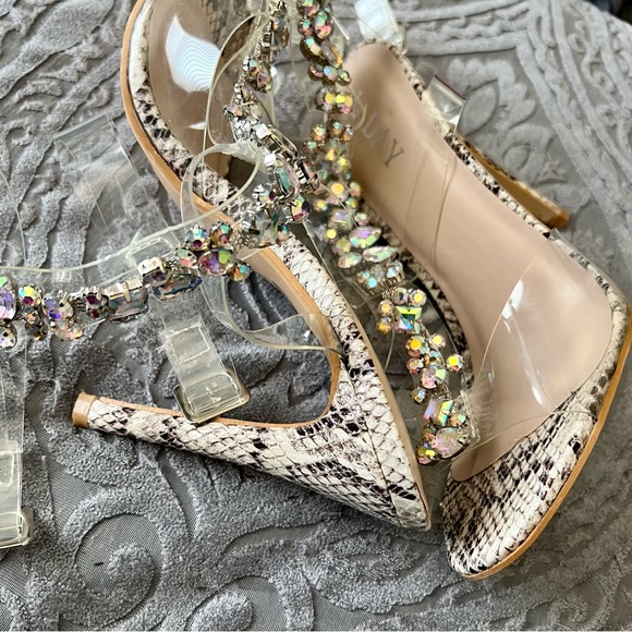 Bling & Snake Print Sandals - Picture 4 of 6